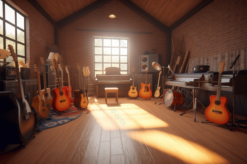 吉他小提琴乐器音乐工作室场景室内图,高清,摄影图,摄影图片,图片大全,摄影图免费下载